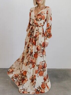 NWT Baltic Born | Lydia Fall Floral Flower Maxi Long Sheer Dress Women Large